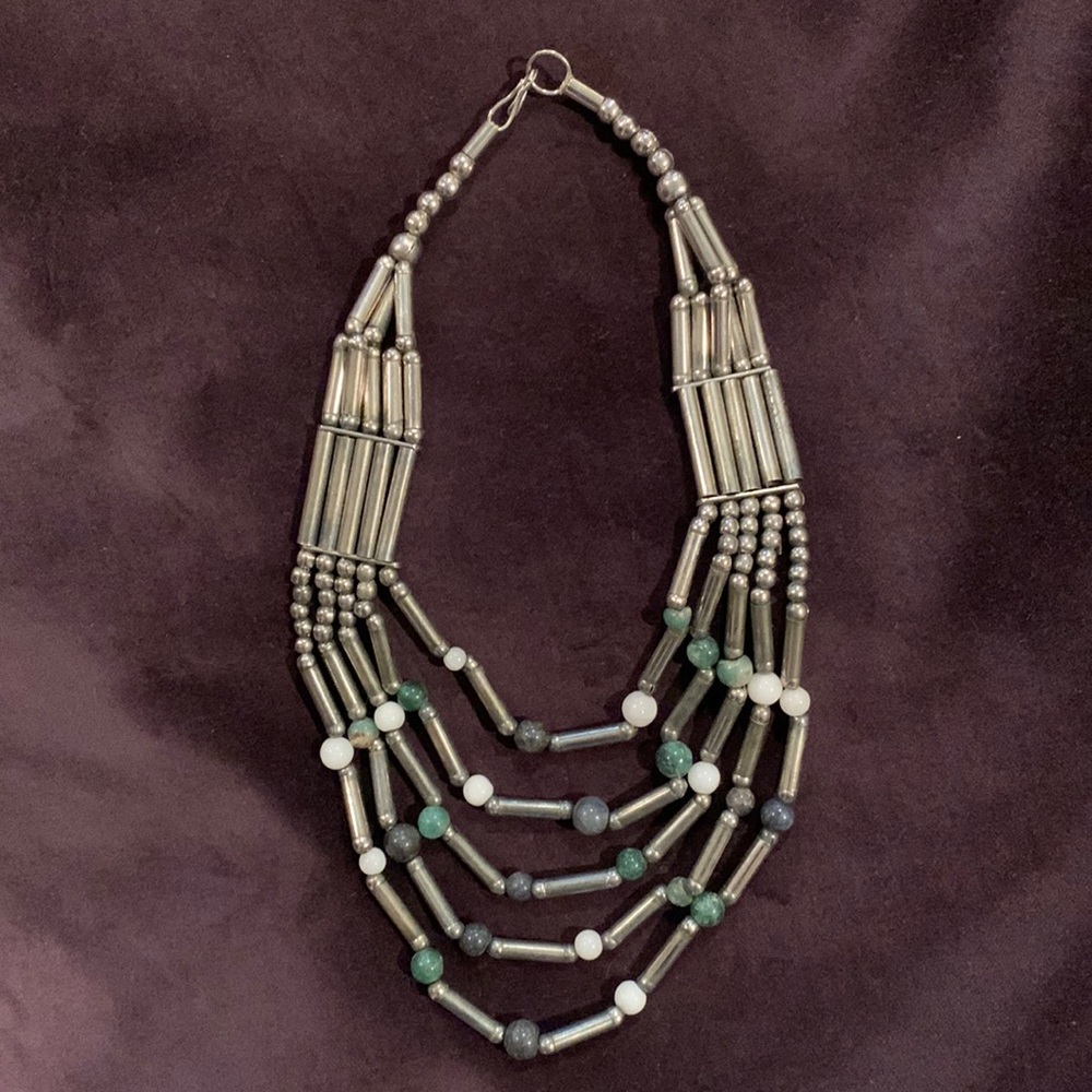 Metal & stone necklace